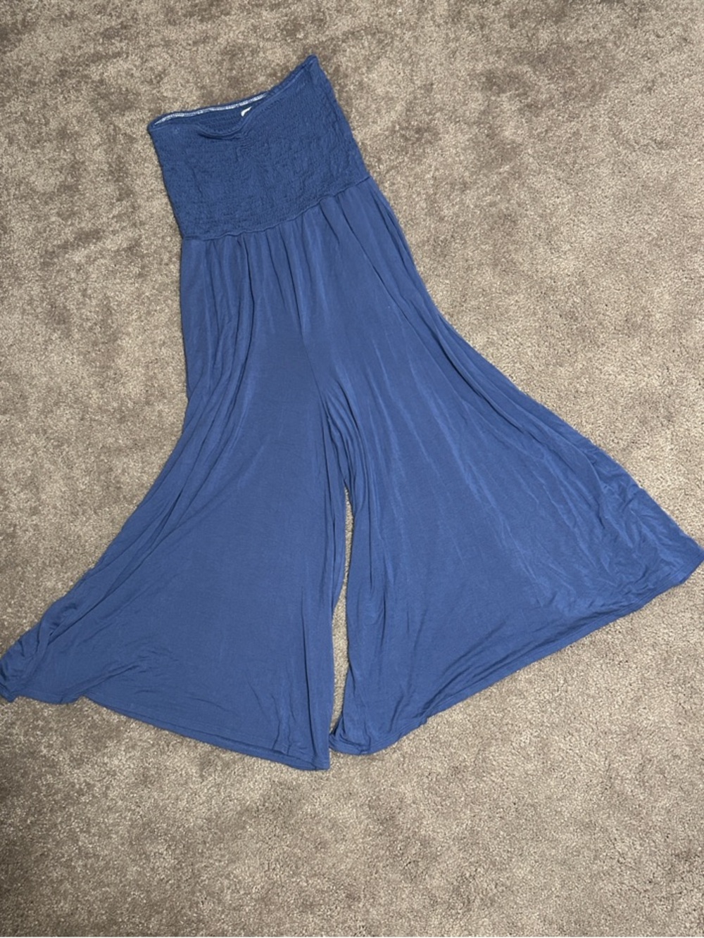 Aerie Smocked wide Leg Jumpsuit in Blue